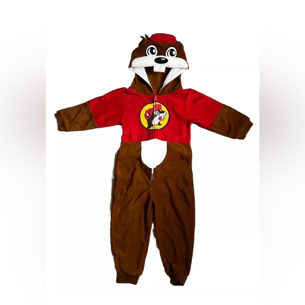 Buc-ee’s Kids Size 3T Unisex Bucky Beaver Hoodie Pajama One-Piece Costume M-30